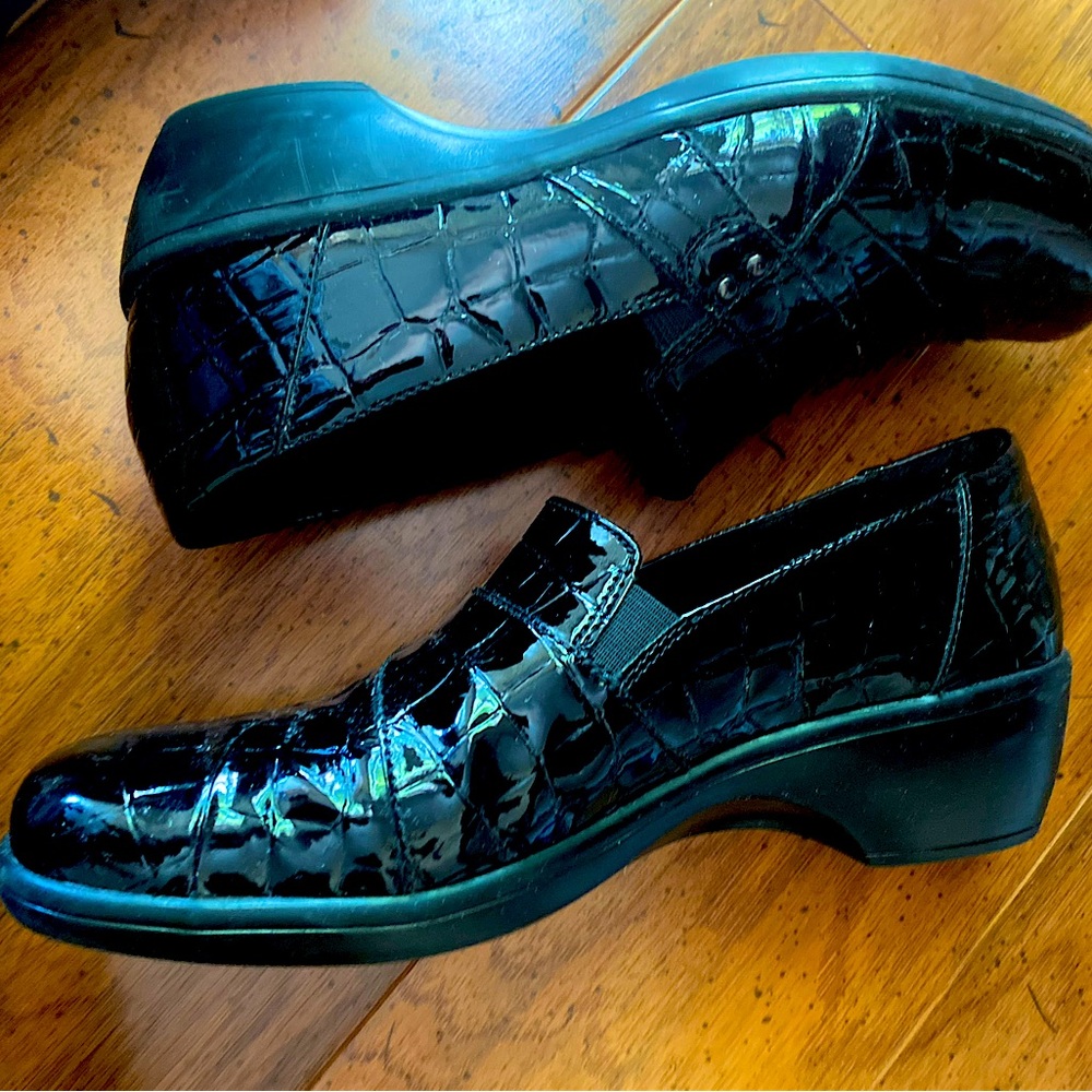Collections by Clark Croco-patent leather wedge shoes. Gently Worn only twice.